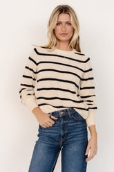 Rianne Knit Sweater | Cream + Navy Stripe
